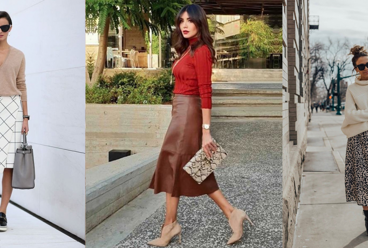 التنورة الميدي Midi skirt في الخريف